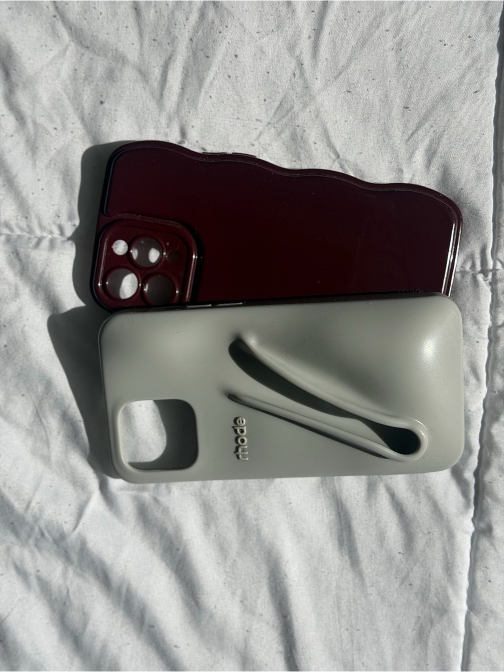 Silicone Phone Case with Strap - Light Gray - Picture 2 of 3
